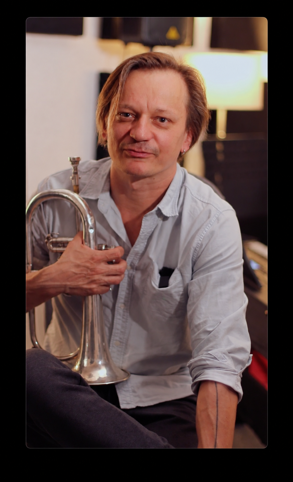 Łukasz Korybalski z trąbką